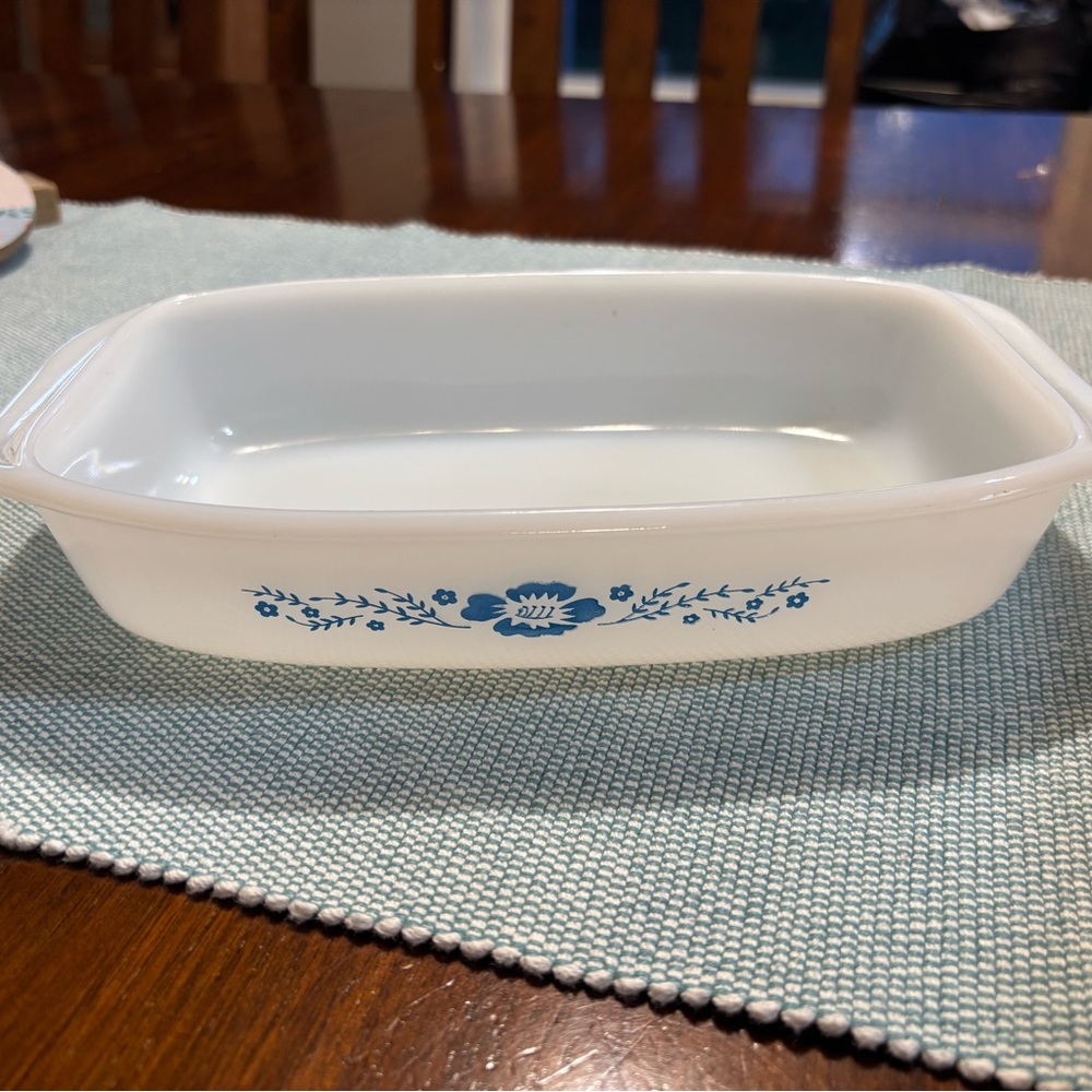 White and Blue Floral Baking Dish